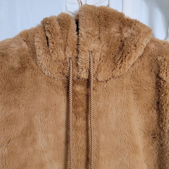 Super Plush Teddy Pullover Hoodie Large Camel Tan Lined Forever21 - Picture 3 of 8